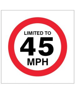 Limited To 45mph Stickers | 100mm x 100mm | Self Adhesive Vinyl