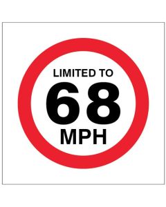 Limited To 68mph Stickers | 100mm x 100mm | Self Adhesive Vinyl