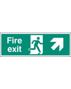 Fire Exit Arrow Up/Right Sign with Running Man | 600mm x 200mm | Self Adhesive Vinyl