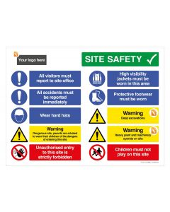 10 Message Site Safety Board Landscape - Add your logo 