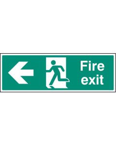 Fire Exit Arrow Left Sign with Running Man | 450mm x 150mm | Polycarbonate