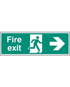 Fire Exit Arrow Right Sign with Running Man | 450mm x 150mm | Polycarbonate