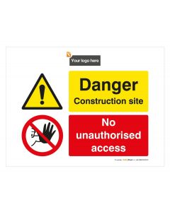 Danger Construction Site Sign - Add your logo