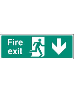 Fire Exit Arrow Down Sign with Running Man | 450mm x 150mm | Polycarbonate