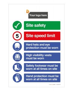 6 Point Site Rules Board - Add your logo 