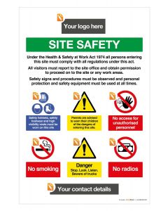 Site Safety 6 Message Board Portrait - Add your logo 