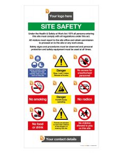 Site Safety 9 Message Board Portrait - Add your logo 