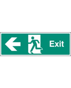 Exit Sign with Running Man and Arrow Left | 450mm x 150mm | Self Adhesive Vinyl