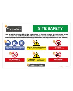 Site Safety 6 Message Board Landscape - Add your logo 