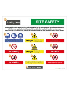 Site Safety 9 Message Site Board Landscape - Add your logo 