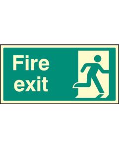 Fire Exit Sign - Final Exit Right with Running Man | 200mm x 100mm | Photoluminescent Rigid