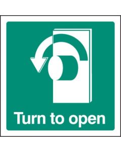 Turn Left to Open Sign | 100mm x 100mm | Rigid Plastic