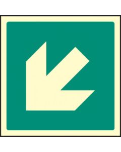 Diagonal Safe Condition Arrow Sign | 100mm x 100mm | Photoluminescent Rigid