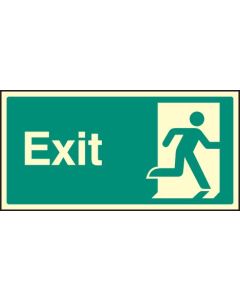 Final Exit Right Sign with Running Man | 200mm x 100mm | Photoluminescent Rigid