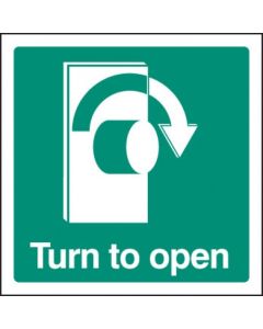 Turn Right to Open Sign | 100mm x 100mm | Rigid Plastic