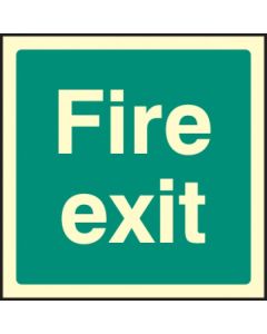 Fire Exit Sign - Text Only | 200mm x 200mm | Photoluminescent S/A Vinyl