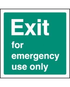 Exit For Emergency Use Only Sign | 200mm x 200mm | Rigid Plastic