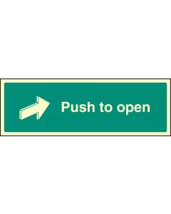 Push to Open Sign | 450mm x 150mm | Photoluminescent Rigid