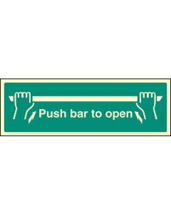 Push Bar to Open Sign | 300mm x 100mm | Photoluminescent Rigid