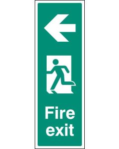 Fire Exit Arrow Left Sign with Running Man | 150mm x 450mm | Self Adhesive Vinyl