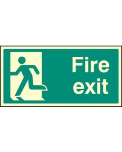 Fire Exit Sign - Final Exit Left with Running Man | 200mm x 100mm | Photoluminescent Rigid