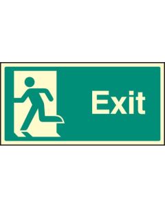 Final Exit Left Sign with Running Man | 200mm x 100mm | Photoluminescent Rigid