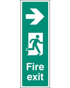 Fire Exit With Arrow Right and Running Man Sign | 150mm x 450mm | Rigid Plastic