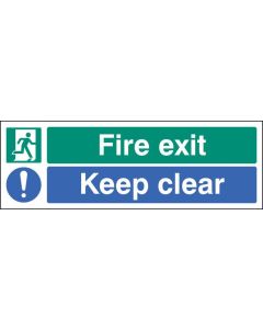 Fire Exit - Keep Clear Sign | 450mm x 150mm | Rigid Plastic