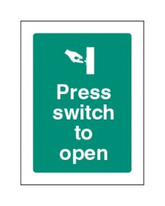 Press Switch To Open Signs | 75mm x 100mm | Self Adhesive Vinyl