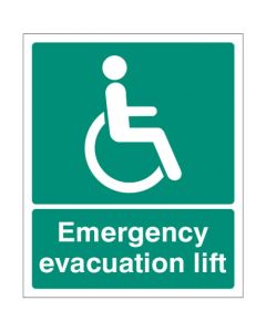 Emergency Evacuation Lift Sign | 150mm x 200mm | Rigid Plastic