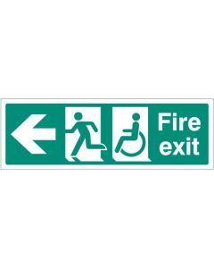 Fire Exit Sign with Disabled Symbol, Running Man and Arrow Left