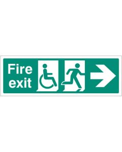 Fire Exit Sign with Disabled Symbol, Running Man and Arrow Right