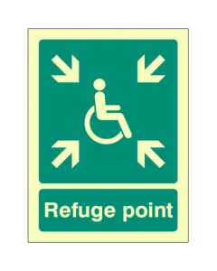 Refuge Point Sign | 250mm x 300mm | Photoluminescent Rigid