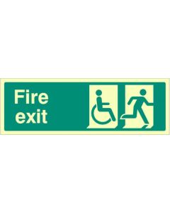 Disabled Final Fire Exit Sign | 300mm x 100mm | Photoluminescent Rigid