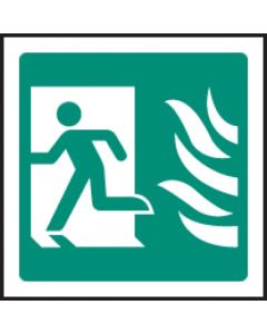 Running Man Left with Flames Symbol HTM Sign | 150mm x 150mm | Rigid Plastic