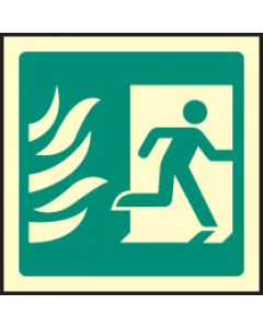 Running Man Right with Flames Symbol HTM Sign | 200mm x 200mm | Photoluminescent Rigid