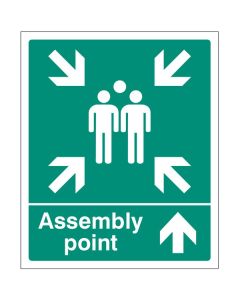 Assembly Point Sign with Arrow Straight On | 250mm x 300mm | Rigid Plastic