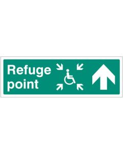 Refuge Point Arrow Ahead Sign | 450mm x 150mm | Rigid Plastic