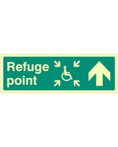 Refuge Point Arrow Ahead Sign | 300mm x 100mm | Photoluminescent Rigid