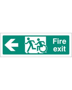 Disabled Fire Exit Arrow Left Sign - Inclusive Design | 300mm x 100mm | Rigid Plastic