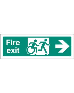 Disabled Fire Exit Arrow Right Sign - Inclusive Design | 300mm x 100mm | Rigid Plastic