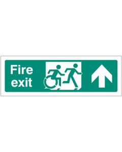 Disabled Fire Exit Arrow Up Sign - Inclusive Design | 300mm x 100mm | Rigid Plastic