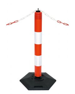 1m High Red & White Reflective Posts with Free Standing Hexagon Base