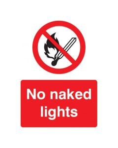 No Naked Lights Sign | 150mm x 200mm | Rigid Plastic