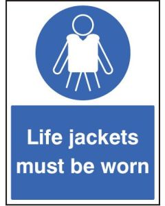 Life Jackets Must Be Worn Safety Sign | 300mm x 400mm | Rigid Plastic