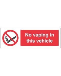 No Vaping In This Vehicle Sign | 300mm x 100mm | Self Adhesive Vinyl