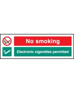 No Smoking - Electronic Cigarettes Permitted Sign | 300mm x 100mm | Rigid Plastic