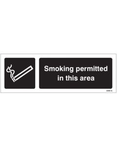 Smoking Permitted In This Area Sign | 300mm x 100mm | Rigid Plastic