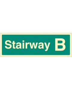 Stairway ID Signs - Stairway B | 450mm x 150mm | Photoluminescent Rigid