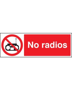 No Radios Safety Signs